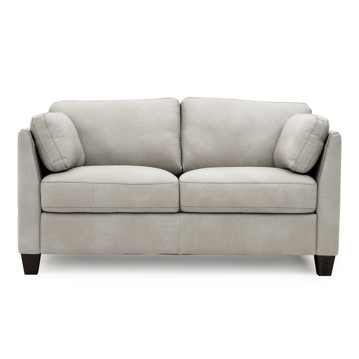 Neal Leather Loveseat Light Grey