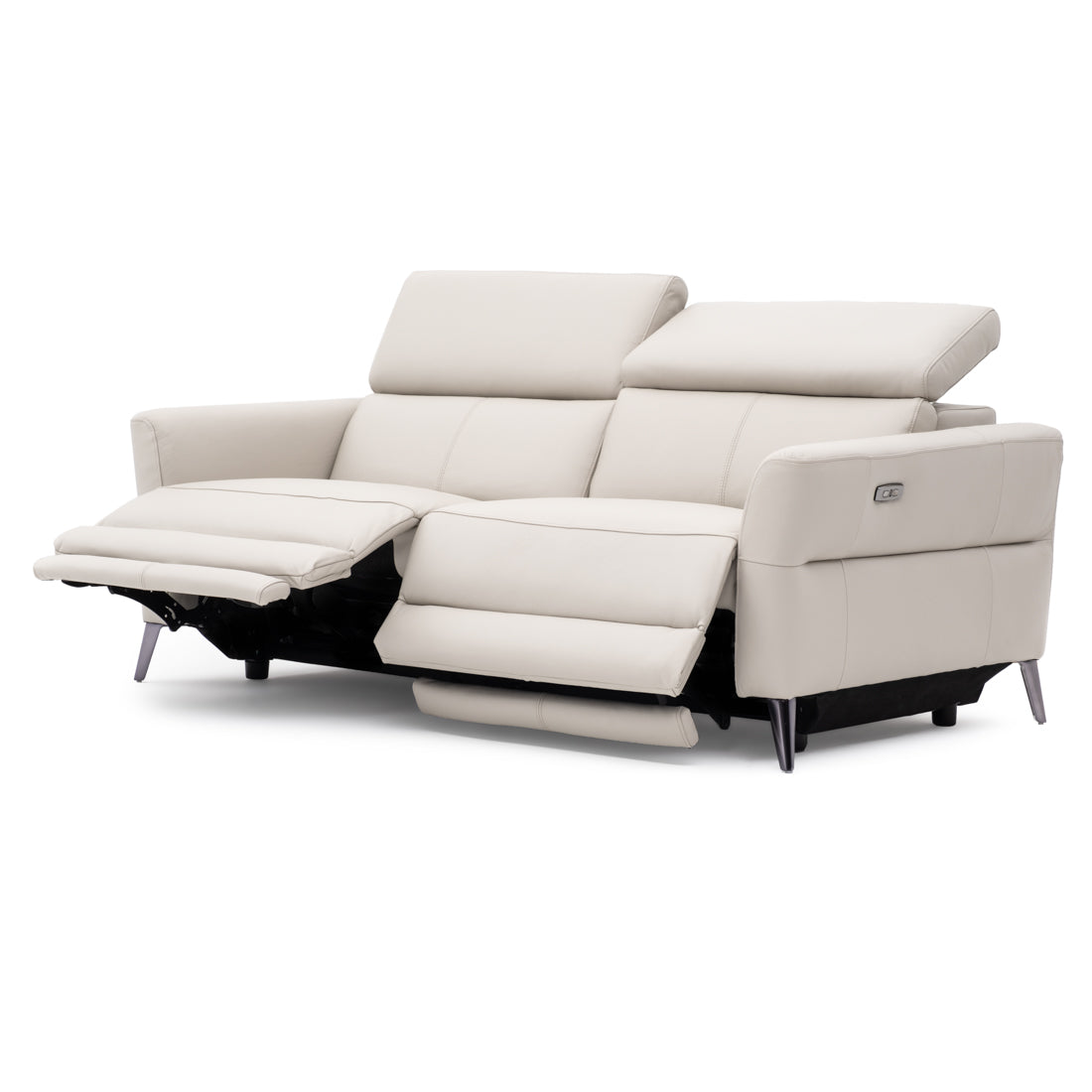 Westlyn Leather Reclining Sofa Light Grey
