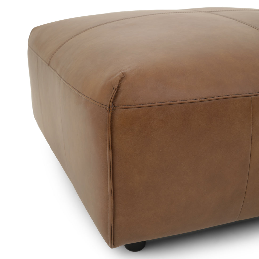 Nessa Leather Ottoman Dark Brown