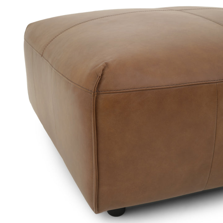 Nessa Leather Ottoman Dark Brown