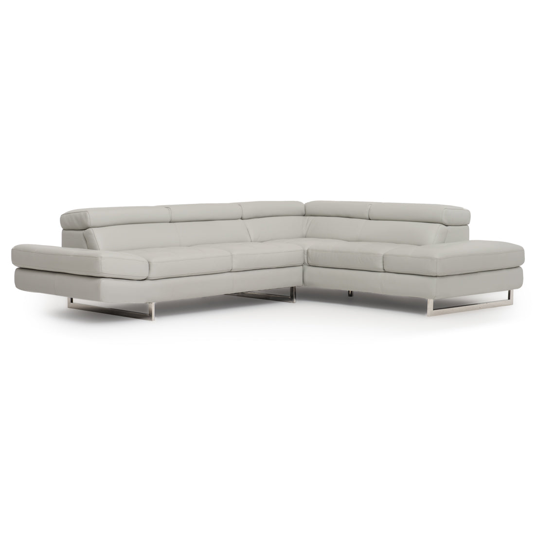 Rockland Leather Sectional Sofa Light Grey