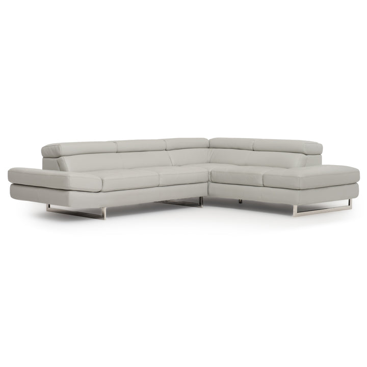 Rockland Leather Sectional Sofa Light Grey