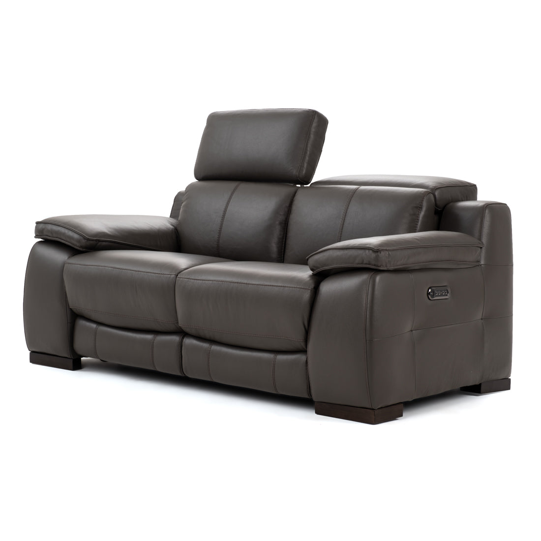 Nova Leather Reclining Loveseat Dark Grey