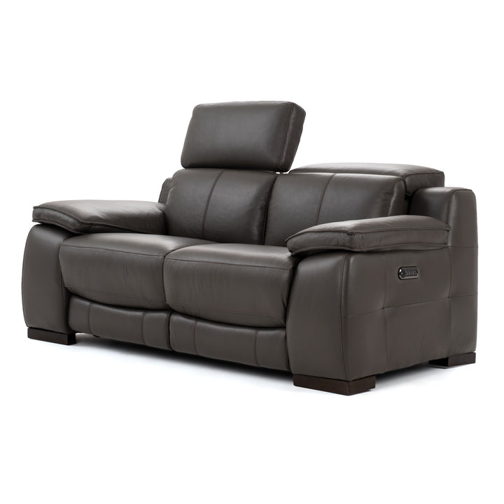 Nova Leather Reclining Loveseat Dark Grey
