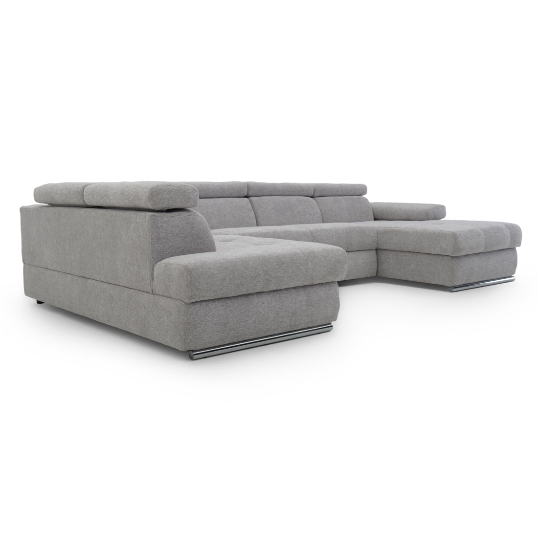 Wicek Fabric Sectional Sofa-Bed Light Grey