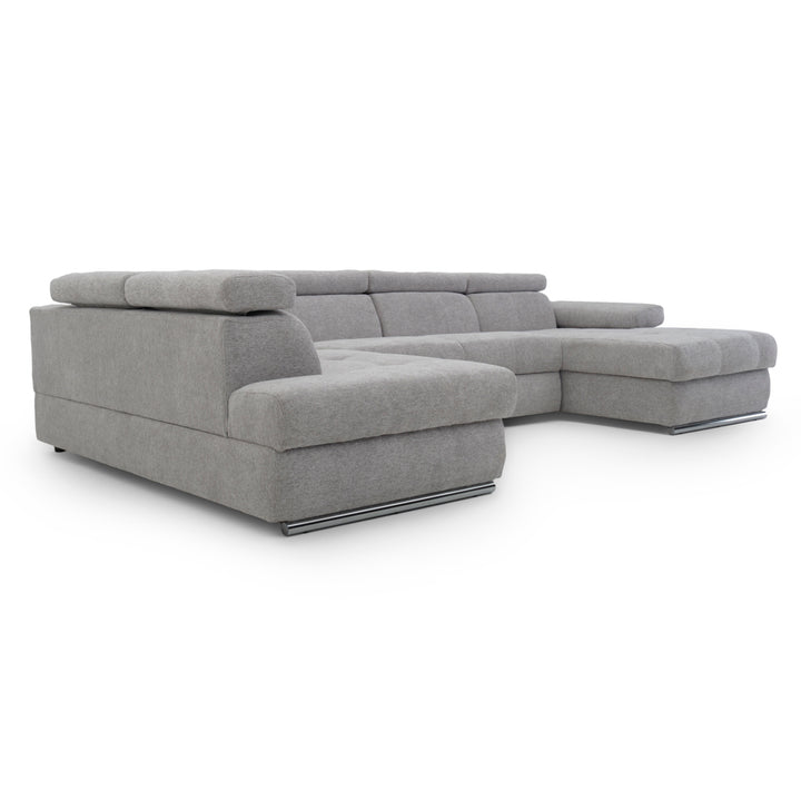 Wicek Fabric Sectional Sofa-Bed Light Grey