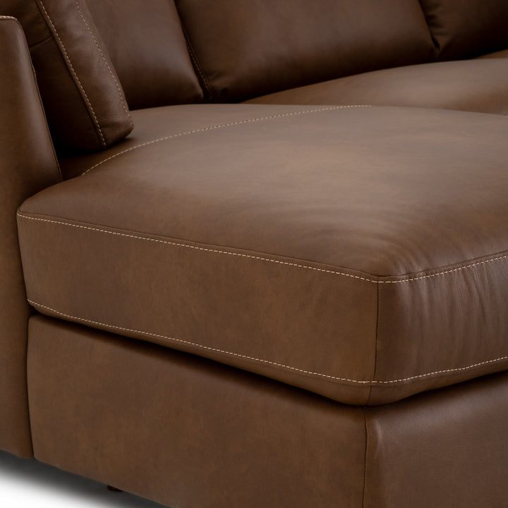 Neal Leather Sectional Sofa Cognac