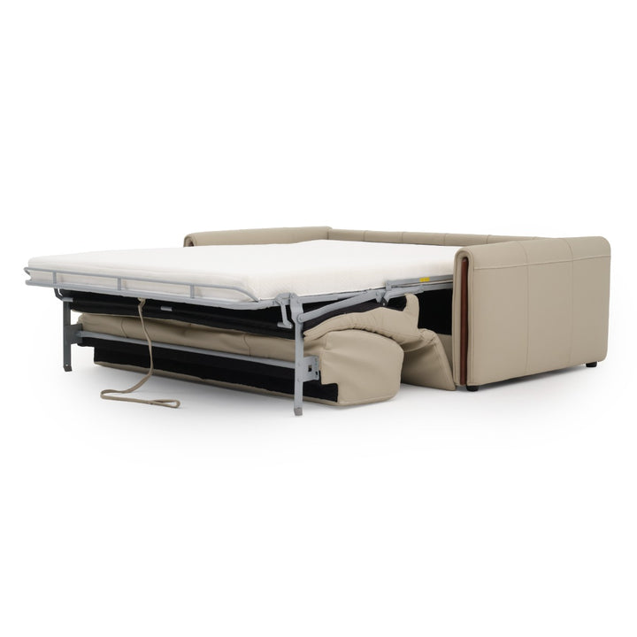Narita Leather Double Sofa-Bed Beige
