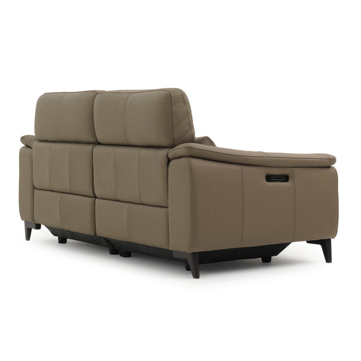 Nicola Leather Reclining Sofa Taupe