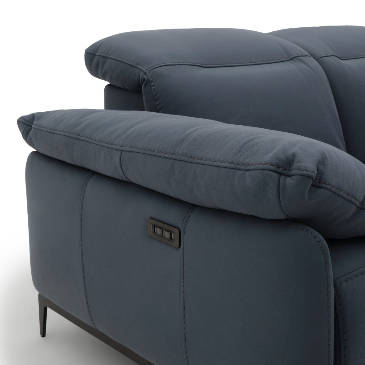 Wakely Leather Reclining Loveseat Dark Blue