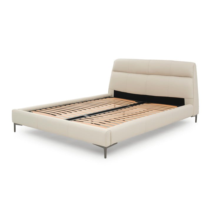 Wallace Leather Queen Bed Beige