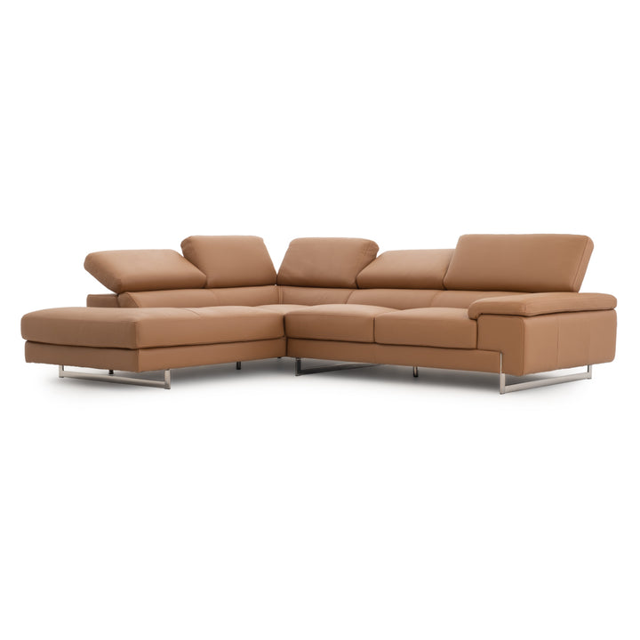 Waller Leather Sectional Sofa Cognac