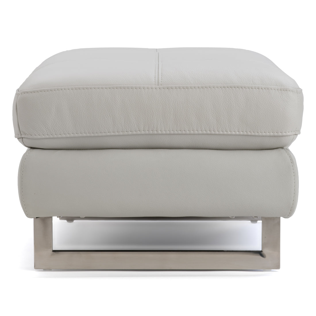 Rockland Leather Ottoman Light Grey