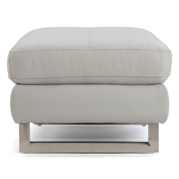 Rockland Leather Ottoman Light Grey