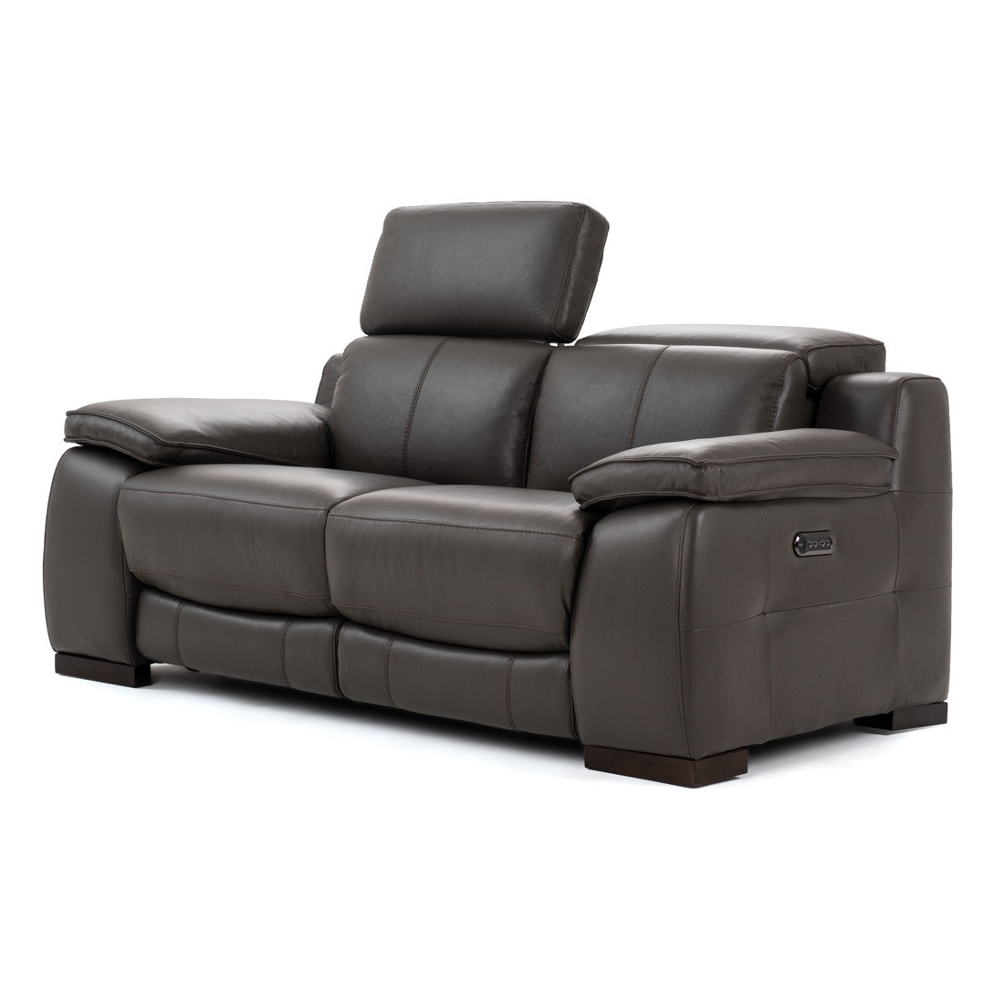 Nova Leather Reclining Loveseat Dark Grey