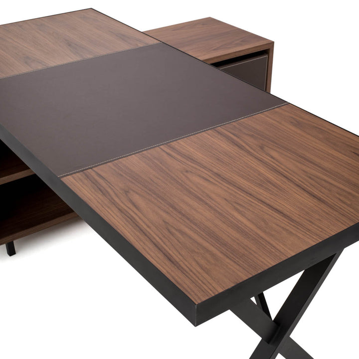 Neghan L-Shaped Desk Dark Brown
