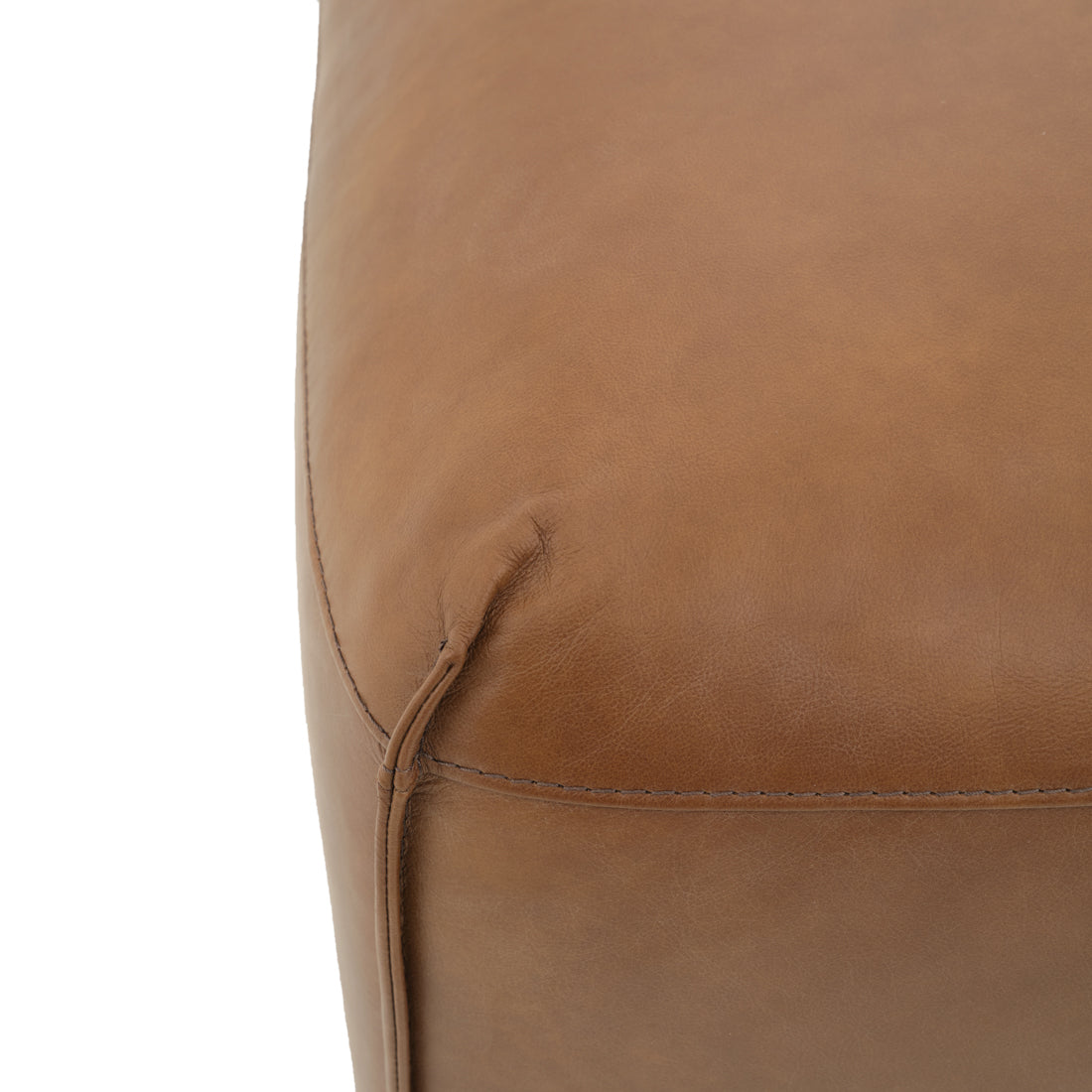 Nessa Leather Ottoman Dark Brown
