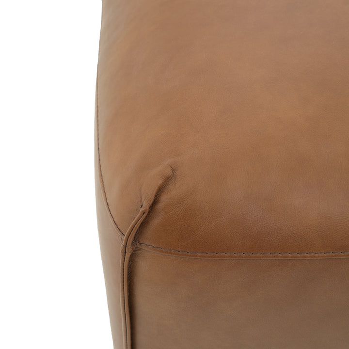 Nessa Leather Ottoman Dark Brown