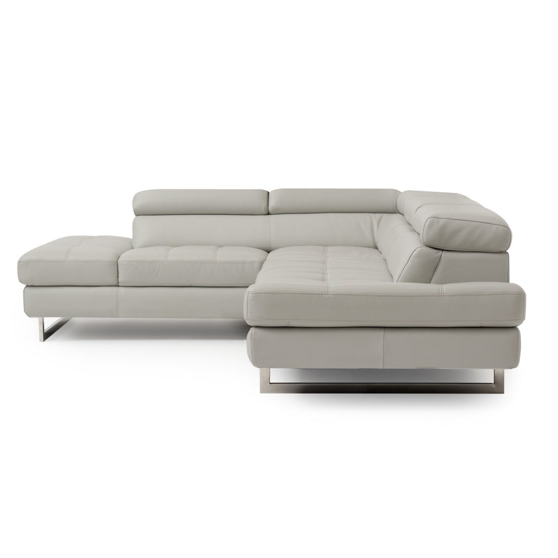 Rockland Leather Sectional Sofa Light Grey
