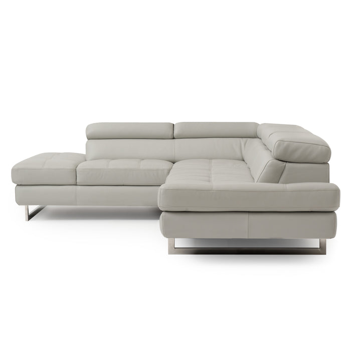 Rockland Leather Sectional Sofa Light Grey