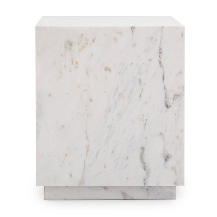 Nabby Marble End Table White