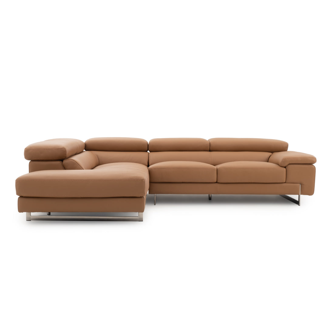 Waller Leather Sectional Sofa Cognac