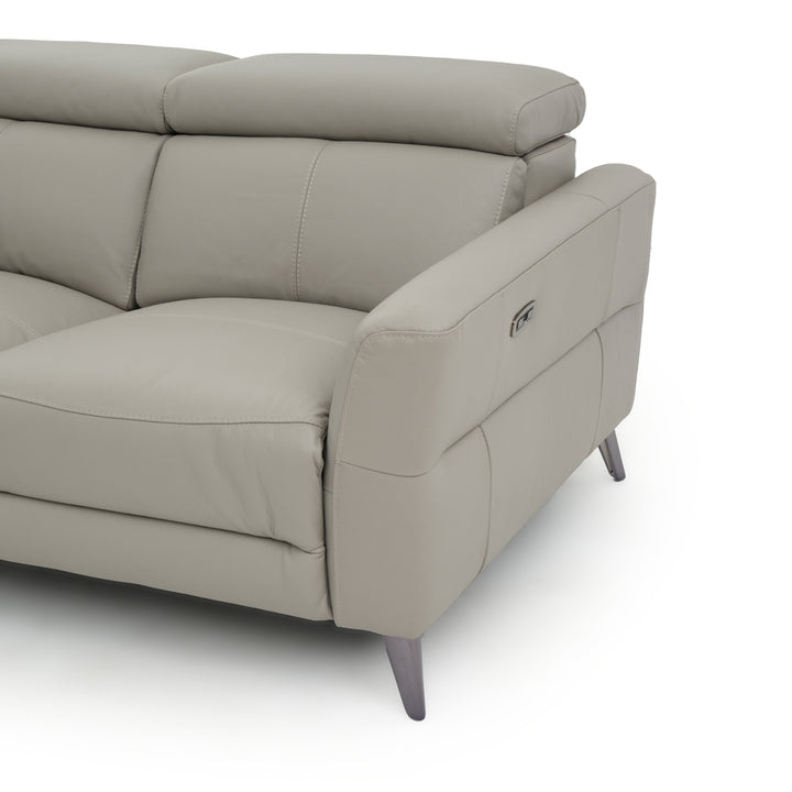 Westlyn Leather Reclining Sofa Light Grey