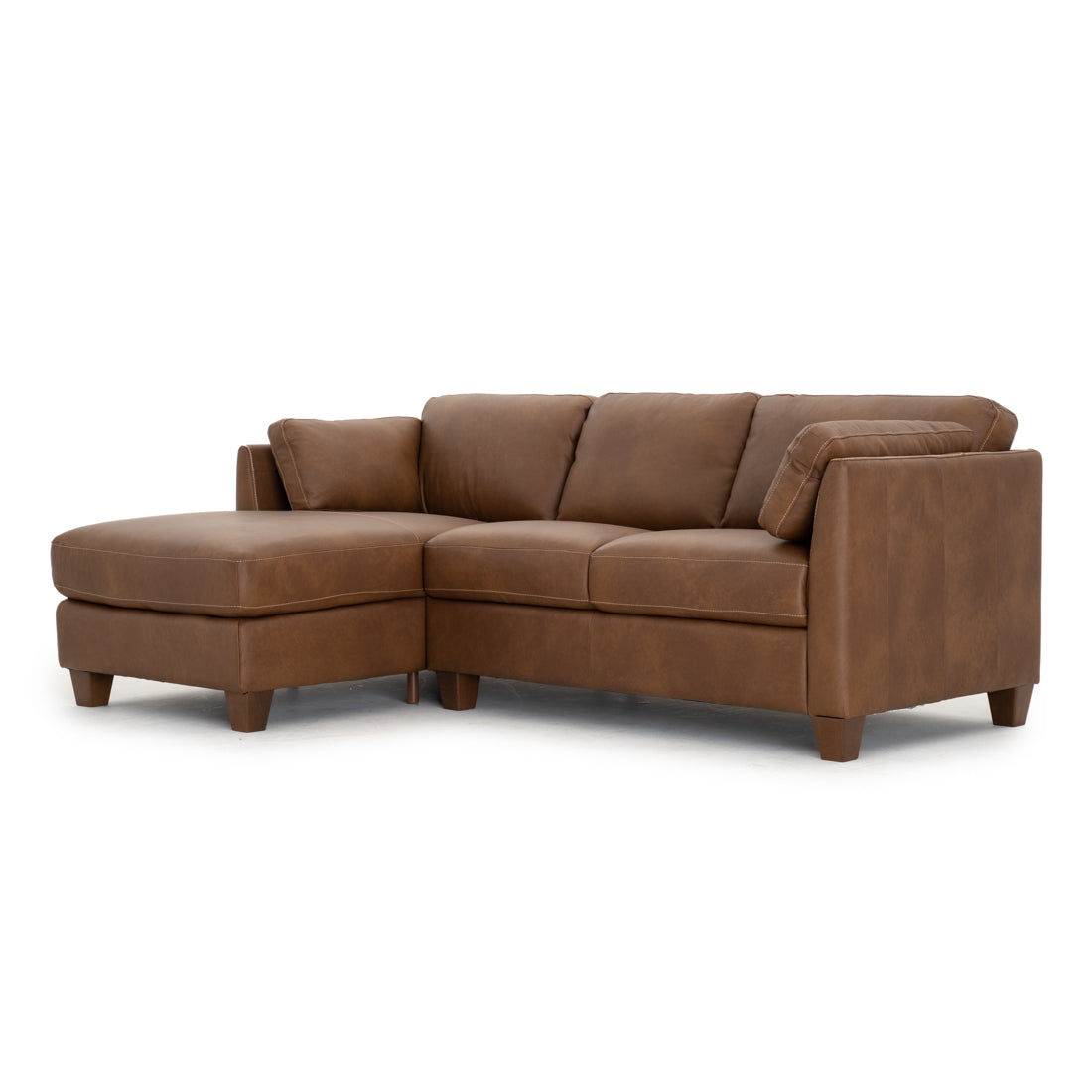 Neal Leather Sectional Sofa Cognac