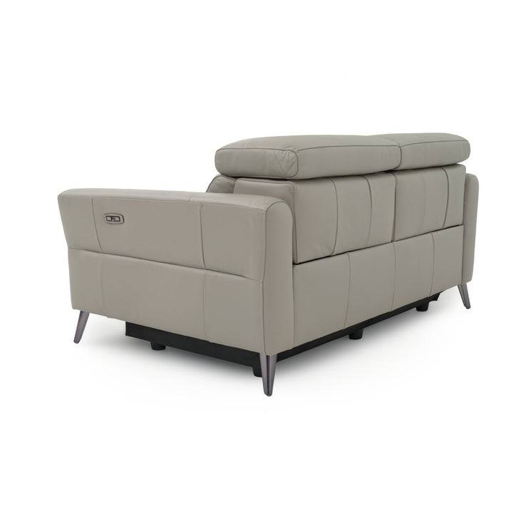 Westlyn Leather Reclining Sofa Light Grey