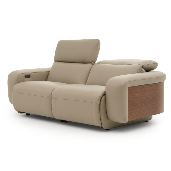 Eltha Leather Reclining Sofa Taupe