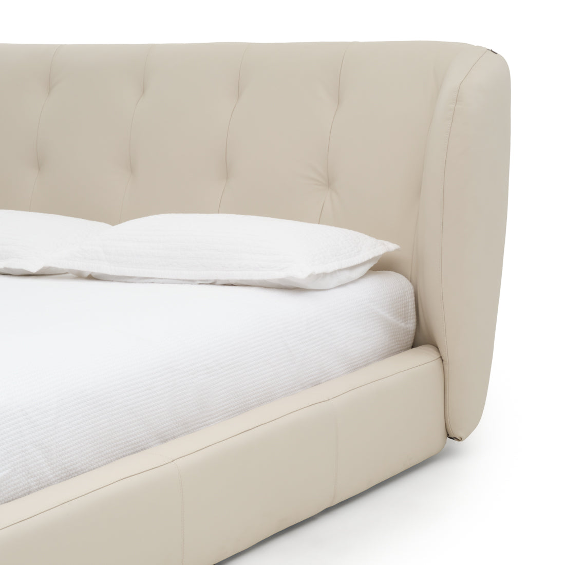 Waneta Leather King Bed Beige