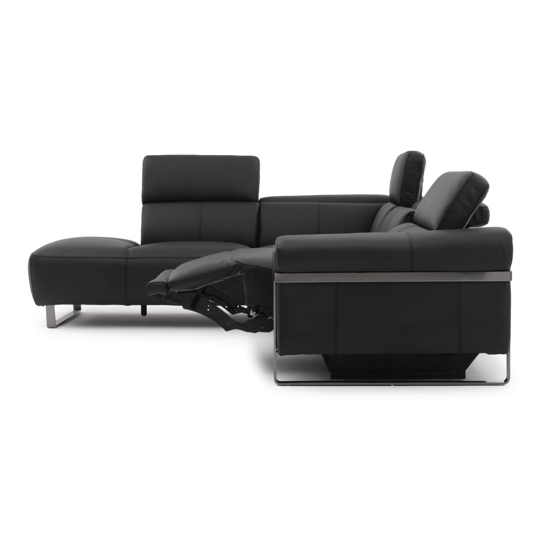 Wilberta Leather Sectional Sofa Black