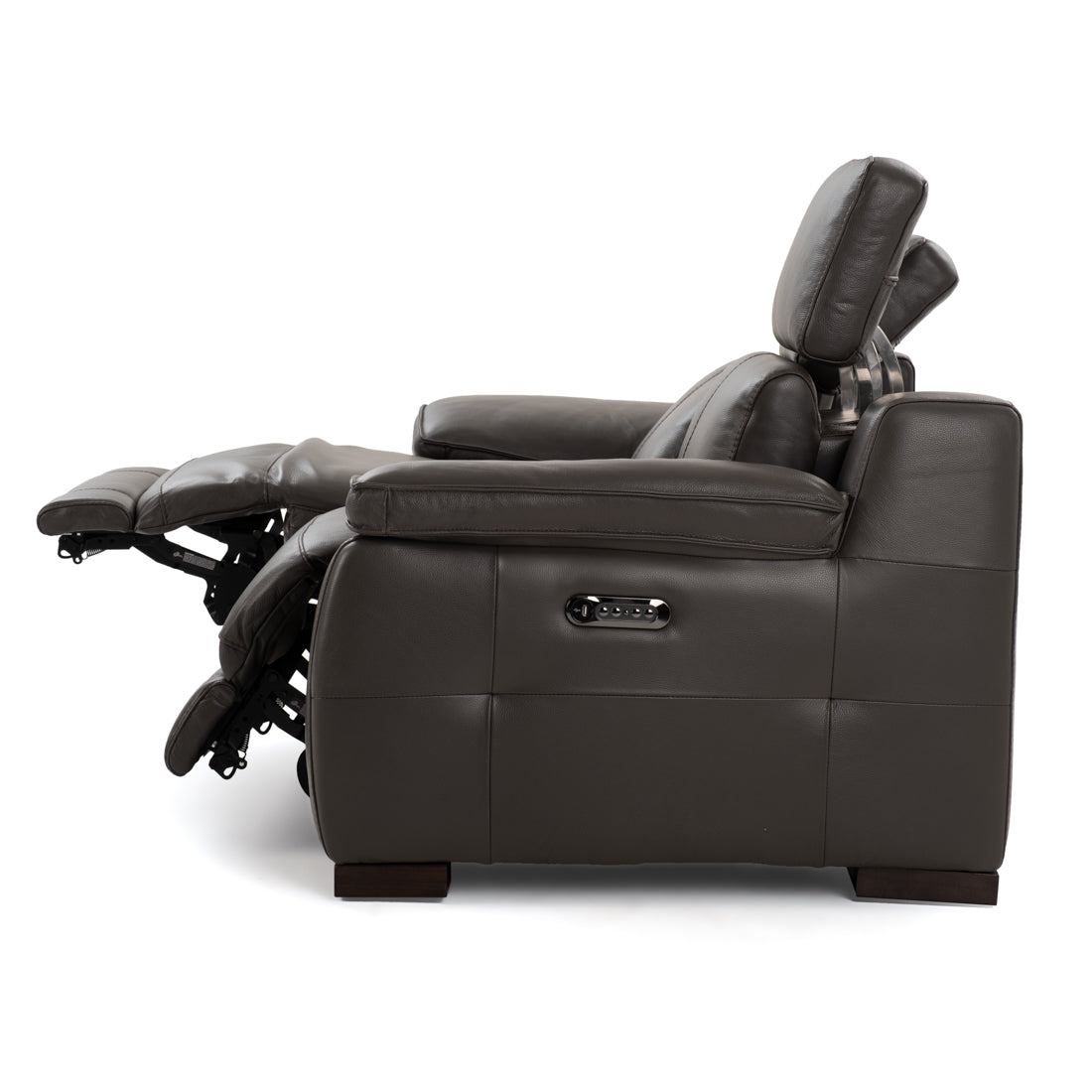 Nova Leather Reclining Loveseat Dark Grey