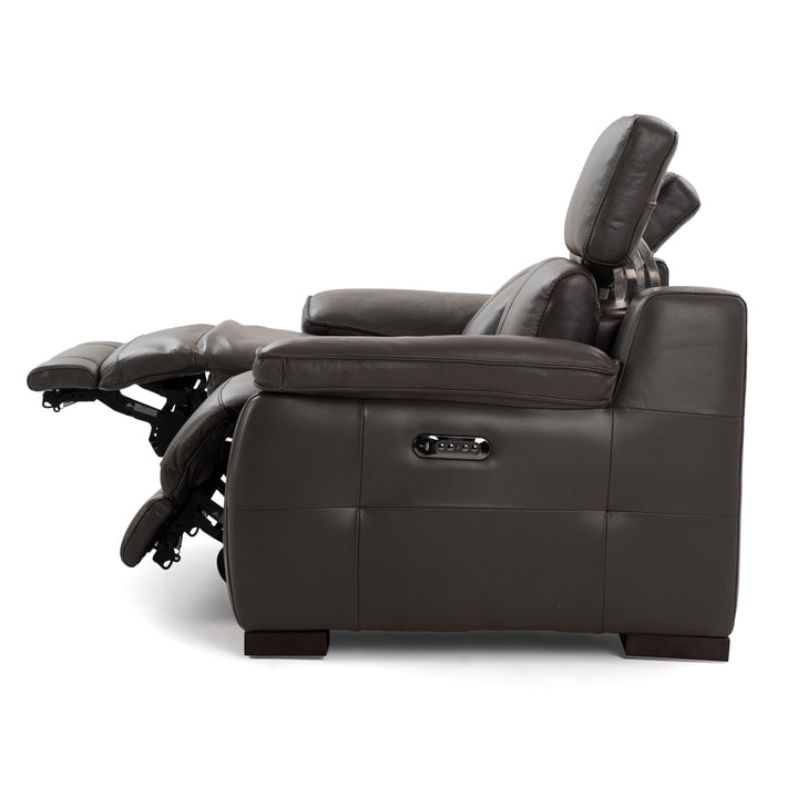 Nova Leather Reclining Loveseat Dark Grey