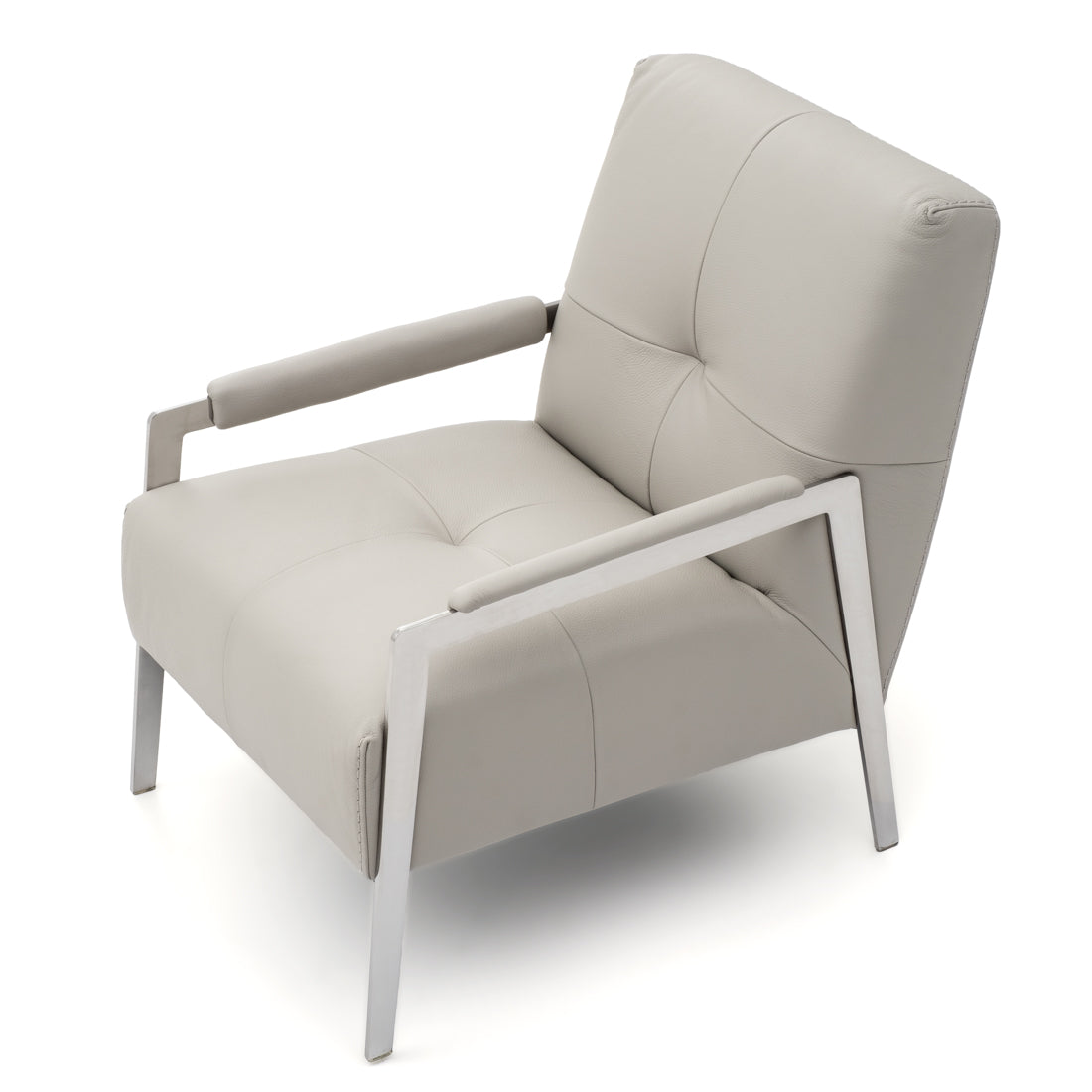 Walter Leather Accent Chair Light Grey