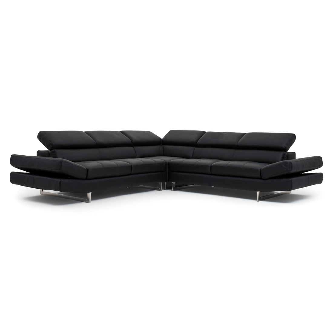 Rockland Leather Sectional Sofa Black