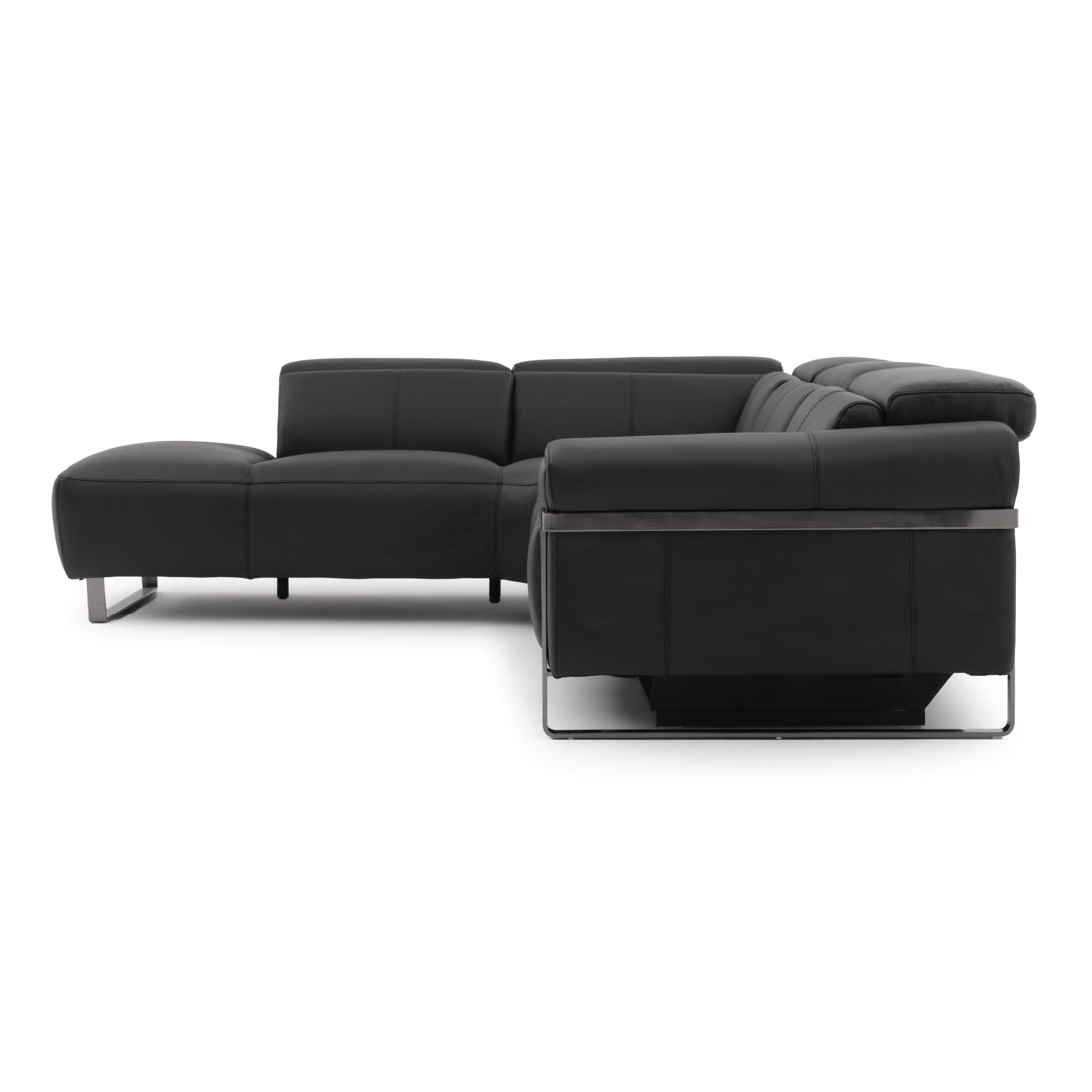 Wilberta Leather Sectional Sofa Black