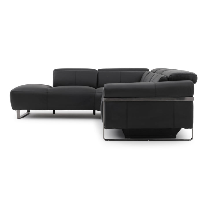 Wilberta Leather Sectional Sofa Black