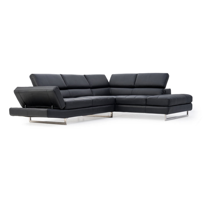 Rockland Leather Sectional Sofa Black