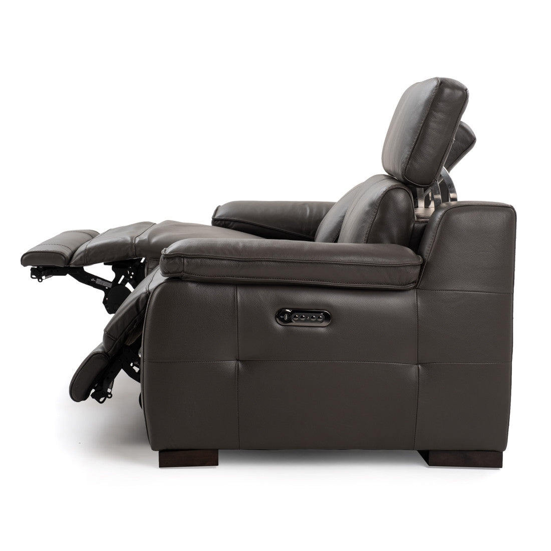 Nova Leather Reclining Sofa Dark Grey