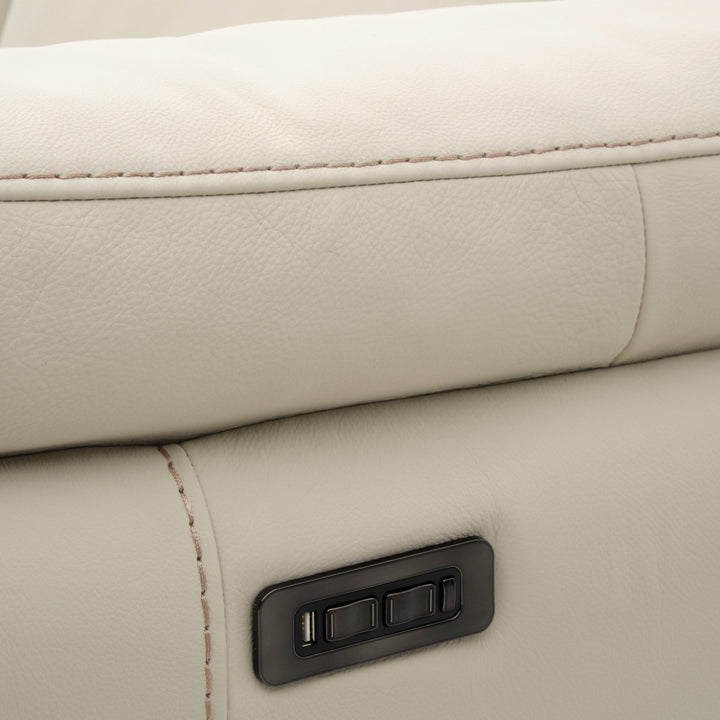 Wakely Leather Reclining Sofa Beige