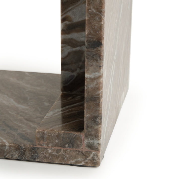 Neville Marble Accent Table Light Brown