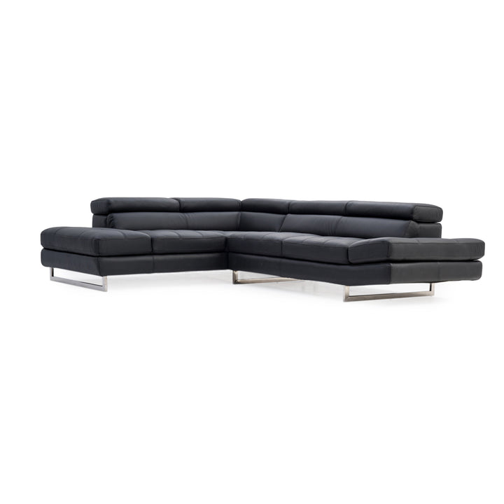Rockland Leather Sectional Sofa Black