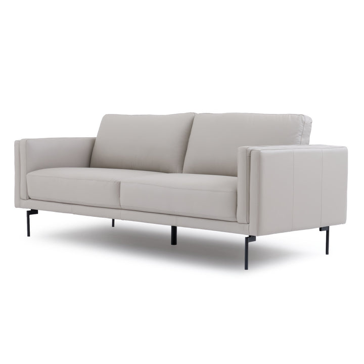 Everly Leather Sofa Light Grey