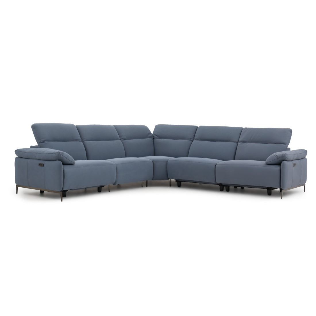 Wakely Leather Sectional Sofa Dark Blue
