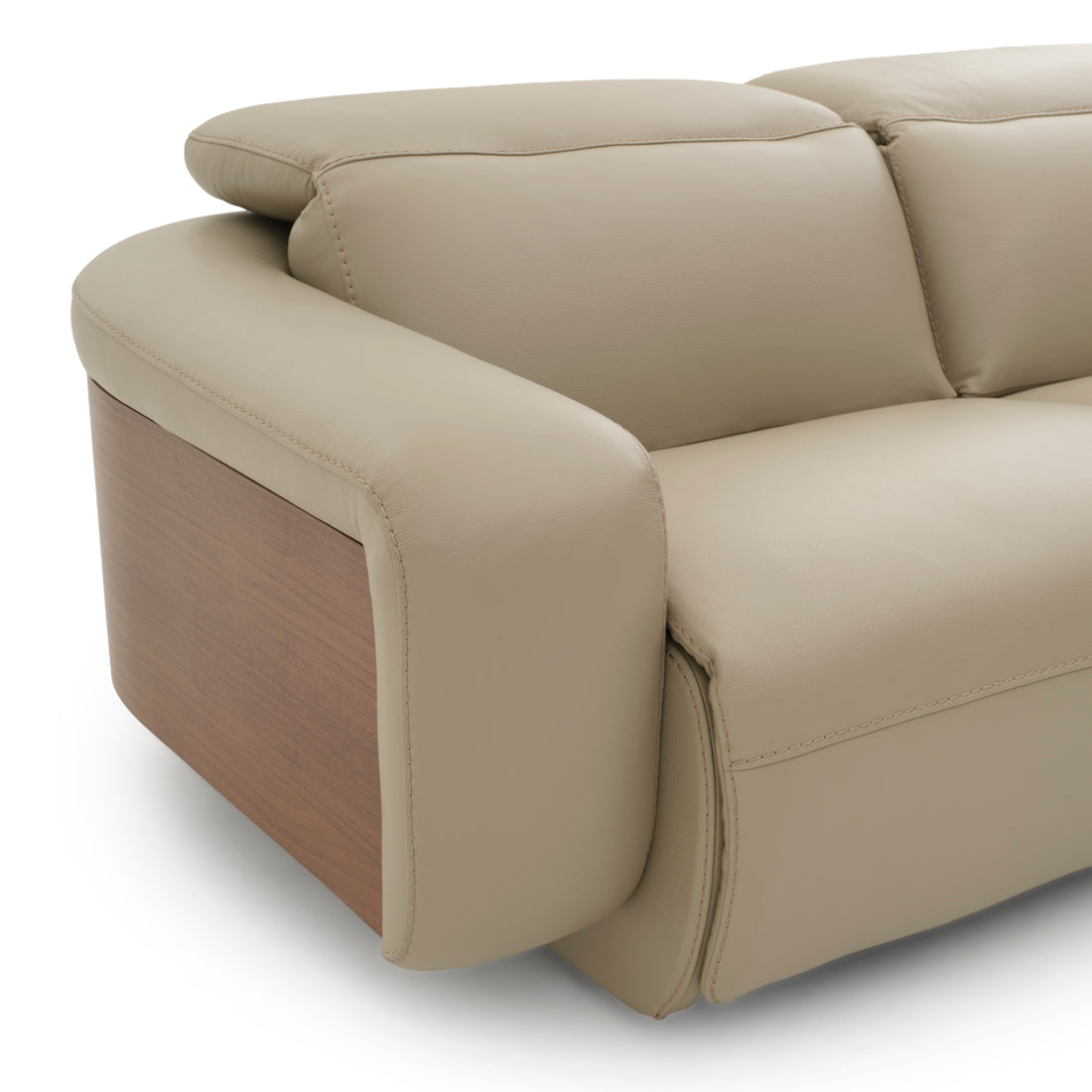 Eltha Leather Reclining Sofa Taupe