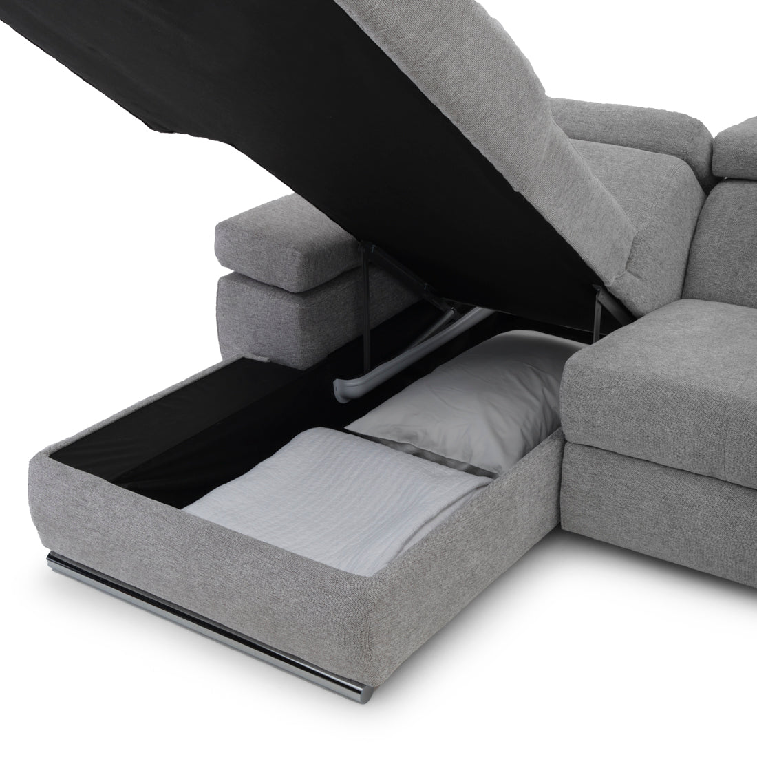 Wicek Fabric Sectional Sofa-Bed Light Grey