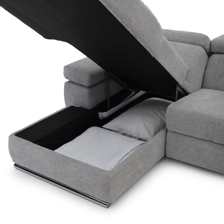 Wicek Fabric Sectional Sofa-Bed Light Grey