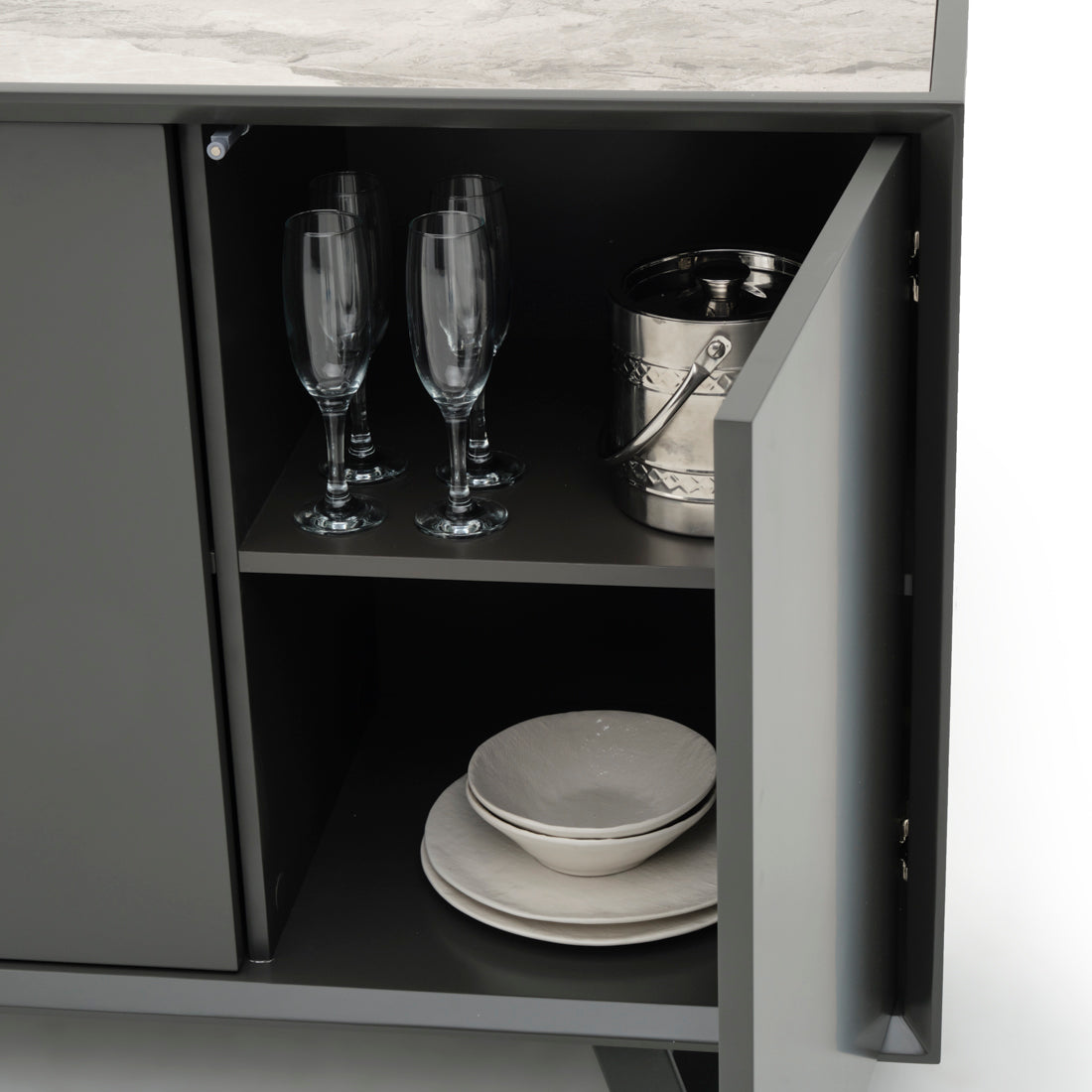 Wimzy Wood Sideboard Dark Grey