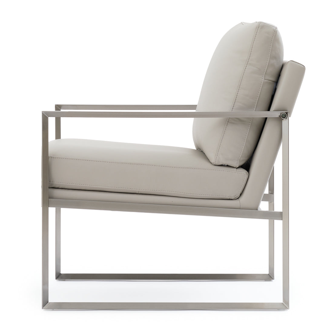 Everton Leather Accent Chair Light Grey